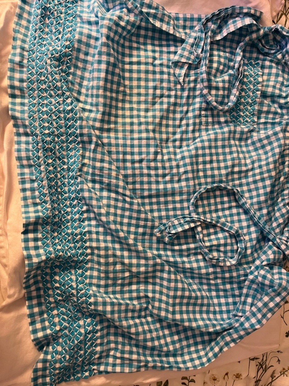 Blue and White Gingham Vintage Apron